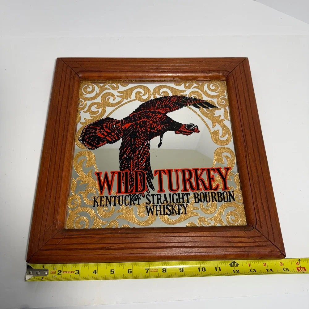 Wild Turkey Mirror Kentucky Bourbon Framed Whiskey Bar Decor 15